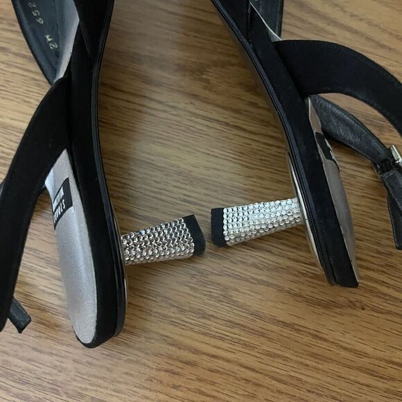 Stuart weitzman black rhinestone kitten slingback point heel evening wear US 6.5 - Picture 11 of 11